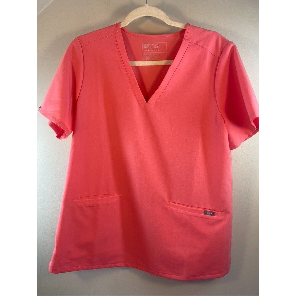 FIGS WOMENS SIZE LARGE PINK MEDICAL SCRUB TOP